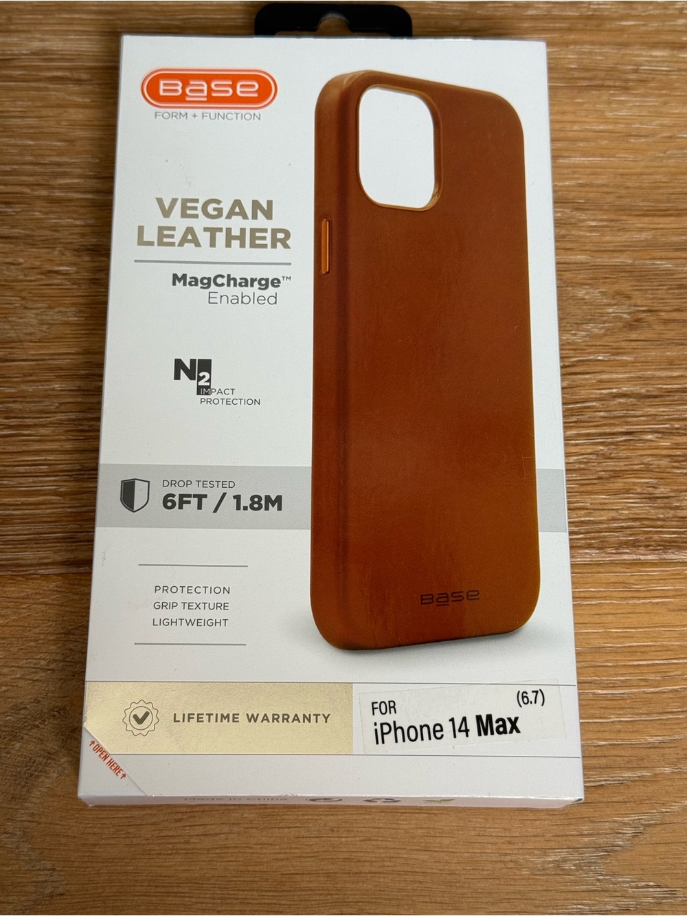 New Vegan Leather MagCharge Case for iPhone 14 Max - light Brown